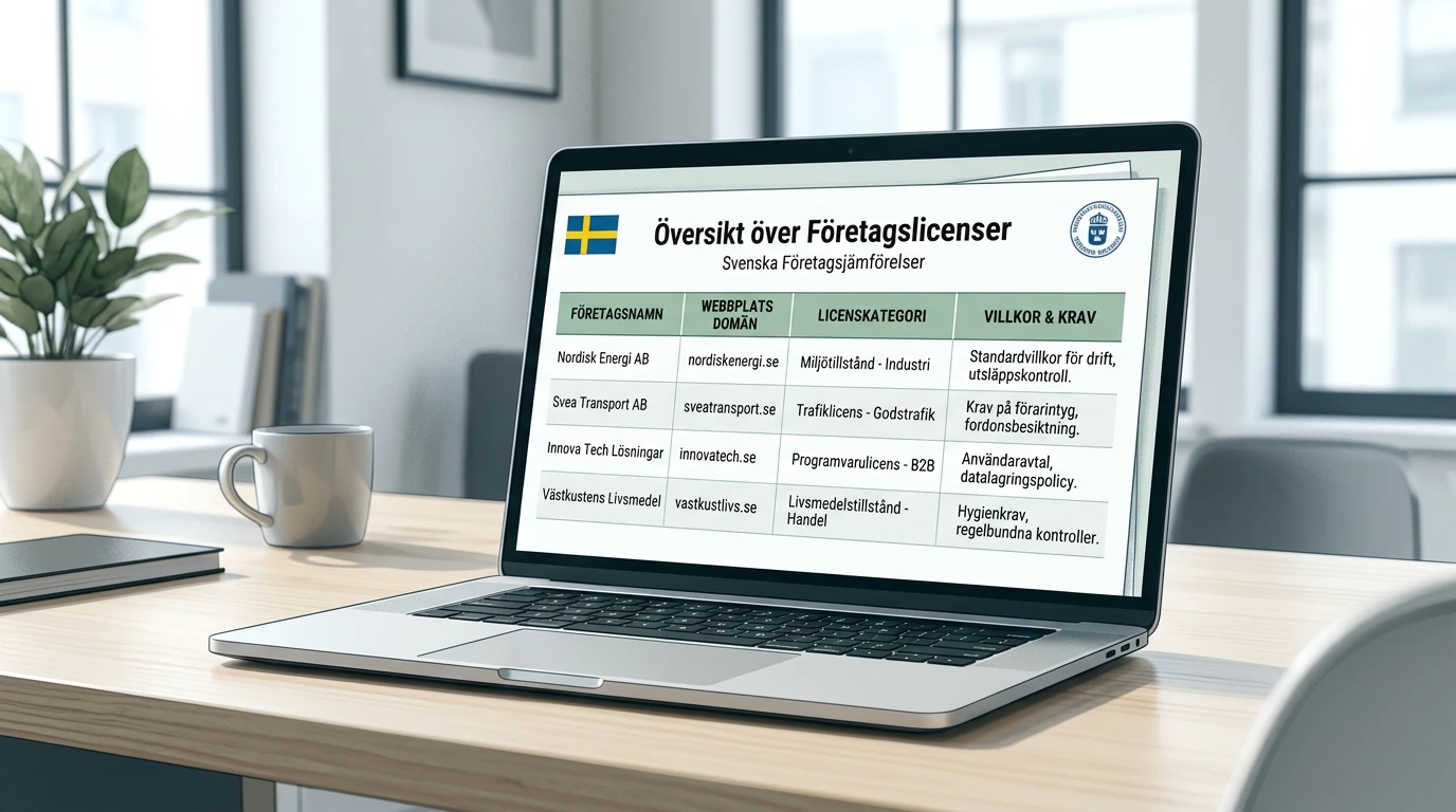 Steg för att jämföra bolagsnamn, domän och licensuppgifter